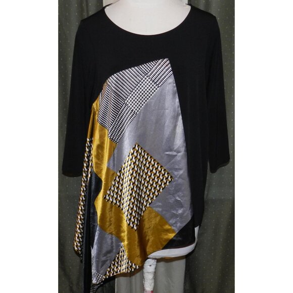 Alfani Woman size 1X unique layered top stretch blend silky panel pull over - Picture 1 of 4